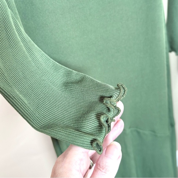 Topshop Women’s Bodycon Long Sleeve Midi Dress Size 8 in Olive Green - Picture 8 of 10